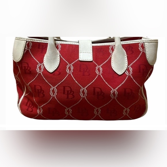 Dooney & Bourke Small Double Handle Tote Bag red & white nautical purse handbag - Picture 2 of 9